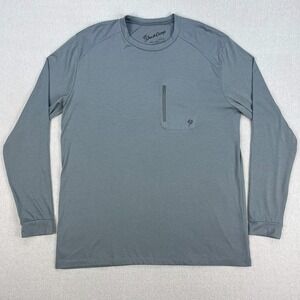 Duck Camp Bamboo Lightweight Crew Shirt Mens L Gray Long Sleeve Zip Pocket